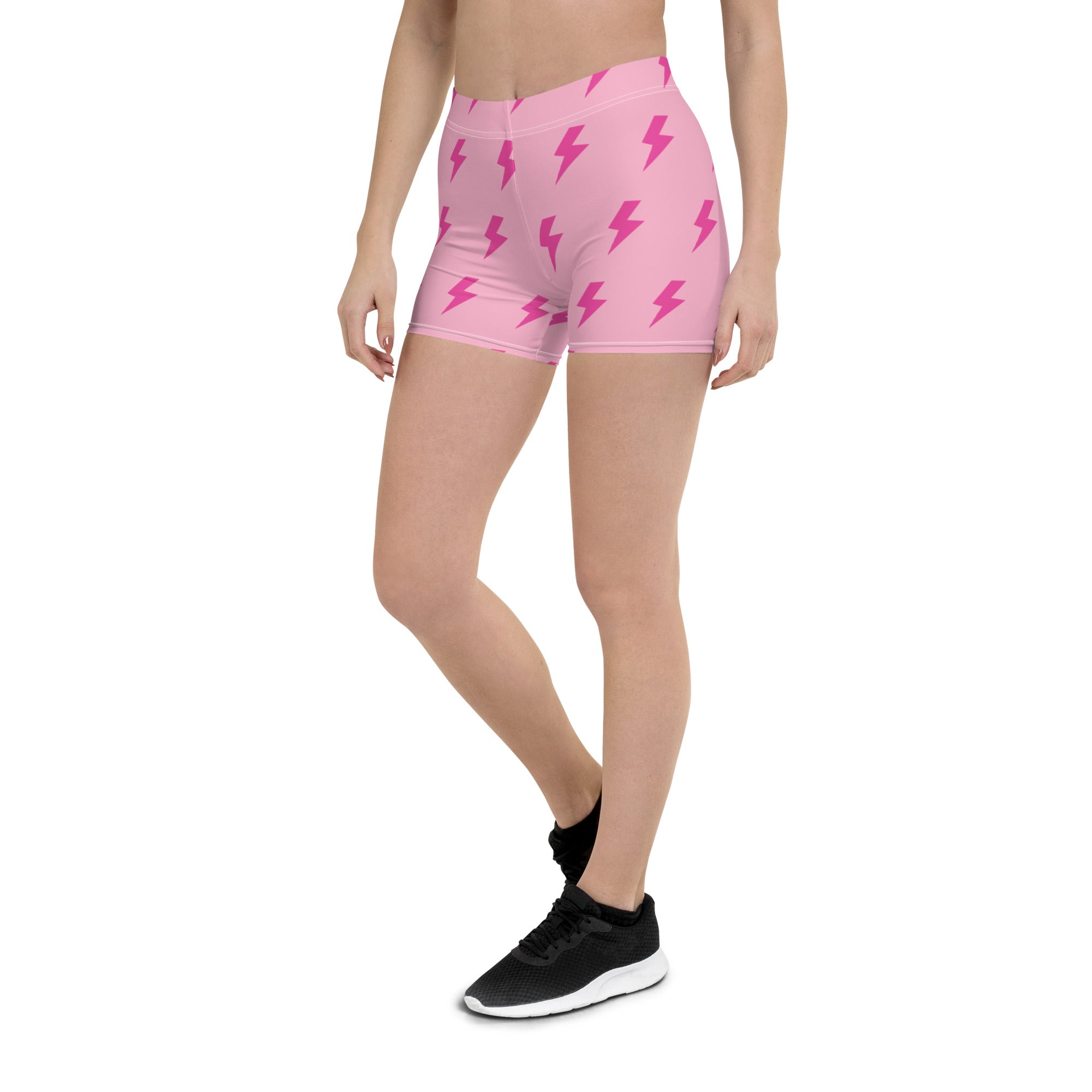 Preppy Pink Lightning Bolts Running Tight Shorts for Women