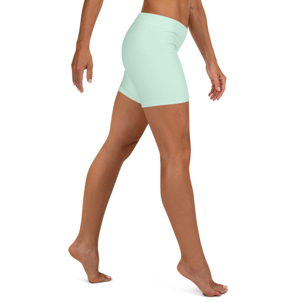Preppy Plain Sea Green Tight Shorts for Women