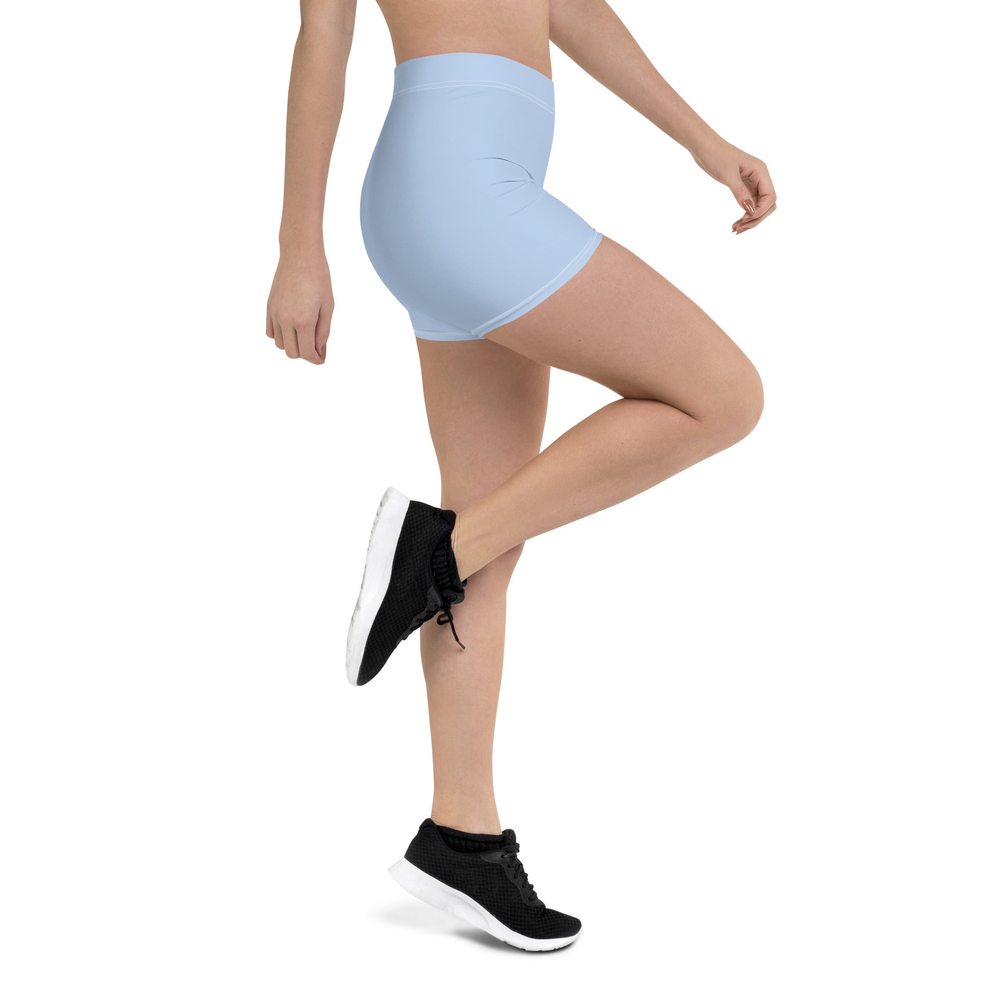 Preppy Plain Baby Blue Tight Shorts for Women