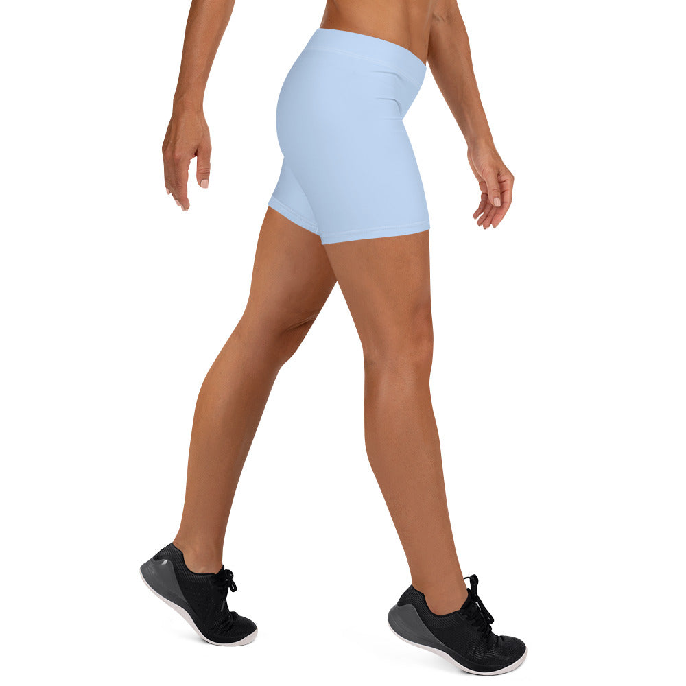 Preppy Plain Baby Blue Tight Shorts for Women