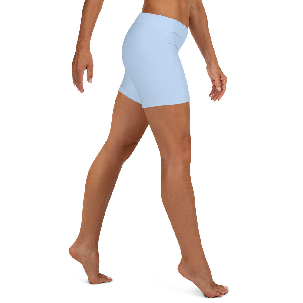 Preppy Plain Baby Blue Tight Shorts for Women