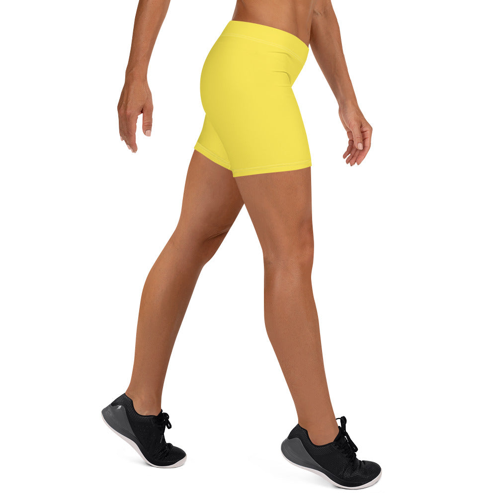 Preppy Plain Yellow Tight Shorts for Women