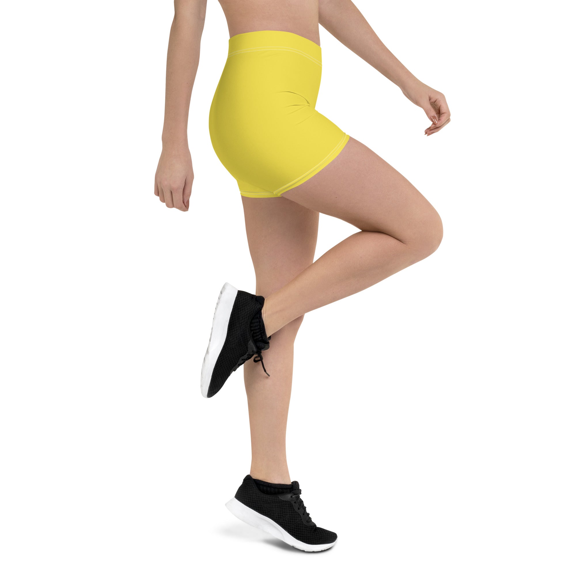 Preppy Plain Yellow Tight Shorts for Women
