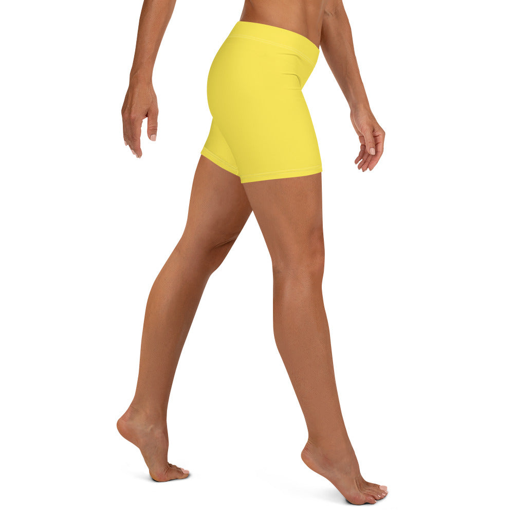Preppy Plain Yellow Tight Shorts for Women