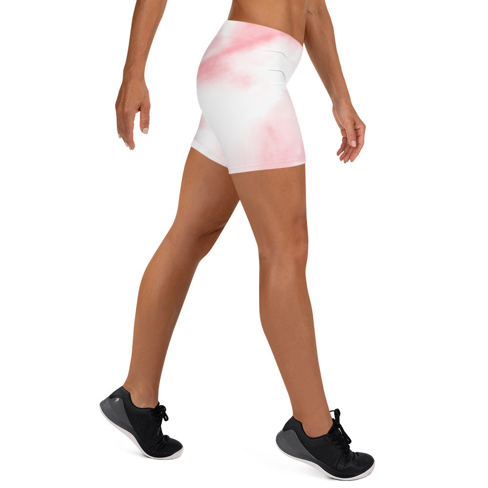 Aesthetic Pink Tie Dye Tight Shorts for Women