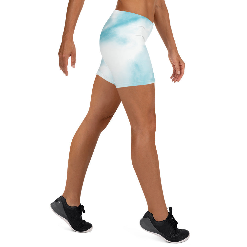 Cute Blue Tie Dye Tight Shorts for Women