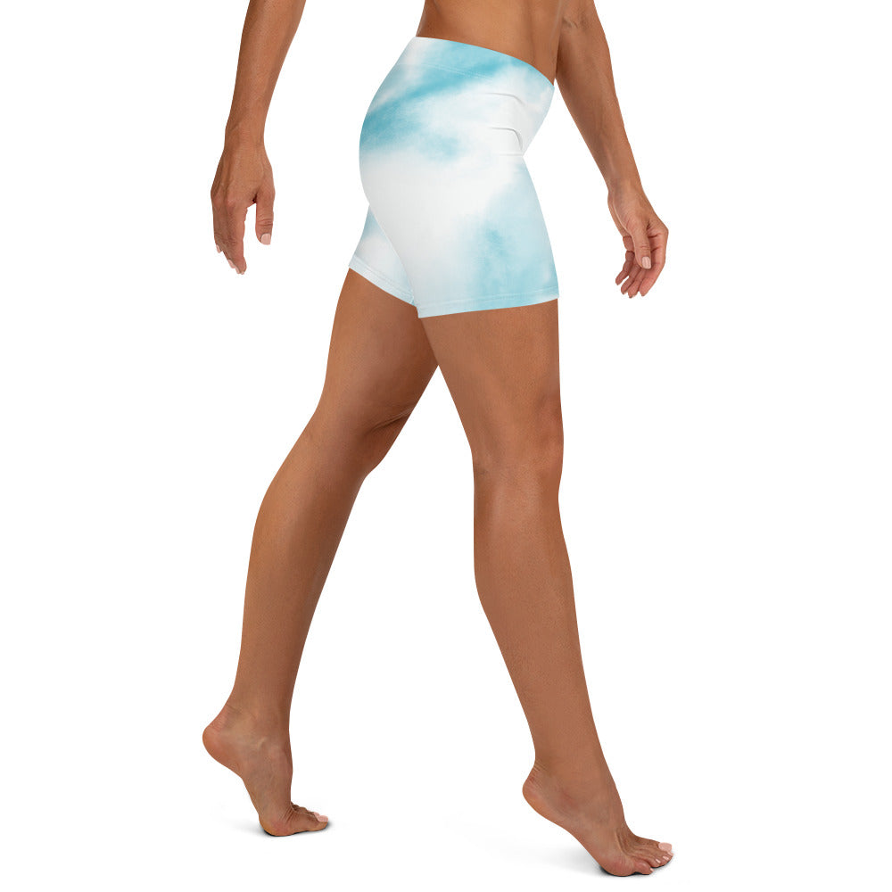 Cute Blue Tie Dye Tight Shorts for Women