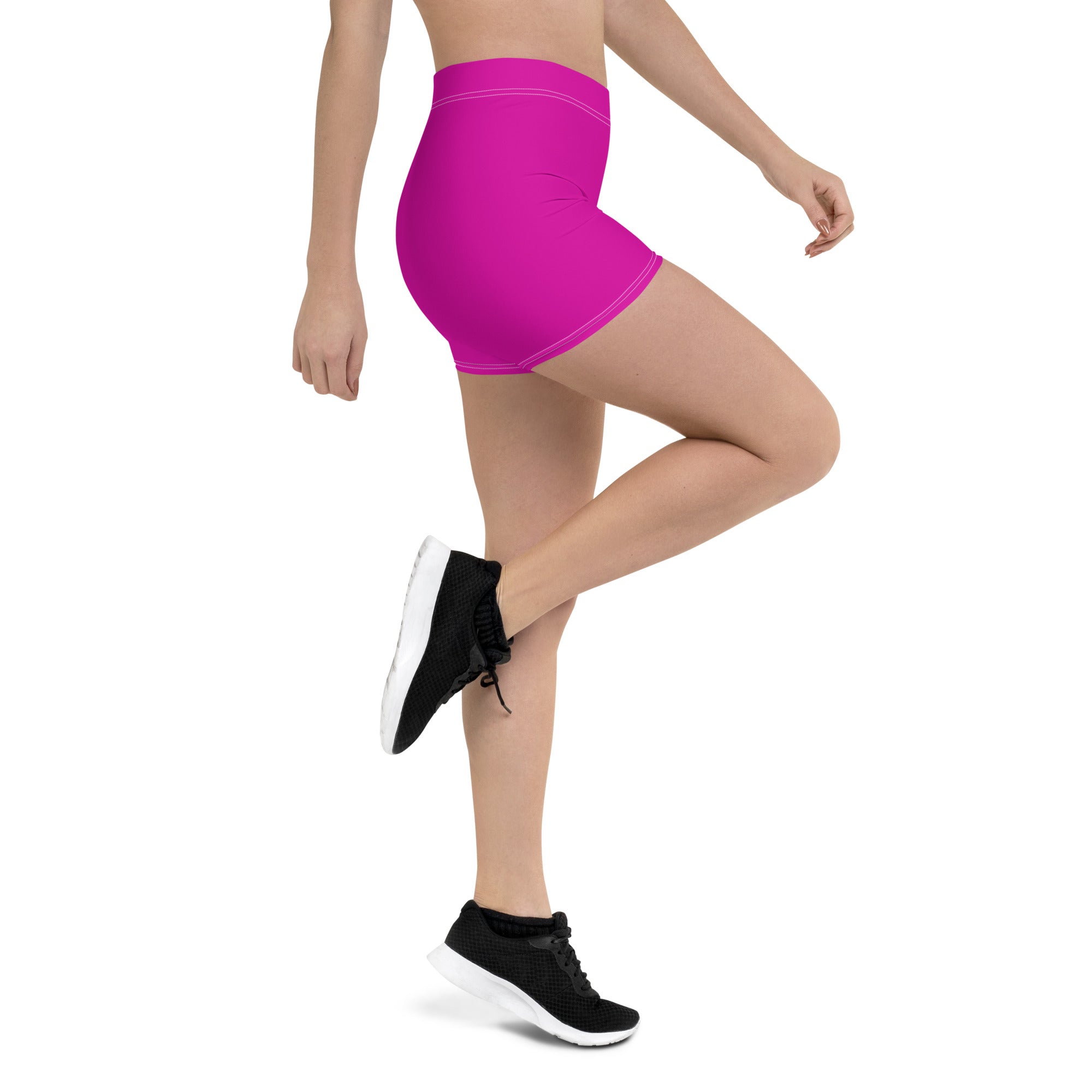 Neon Pink Plain Workout Tight Shorts for Women
