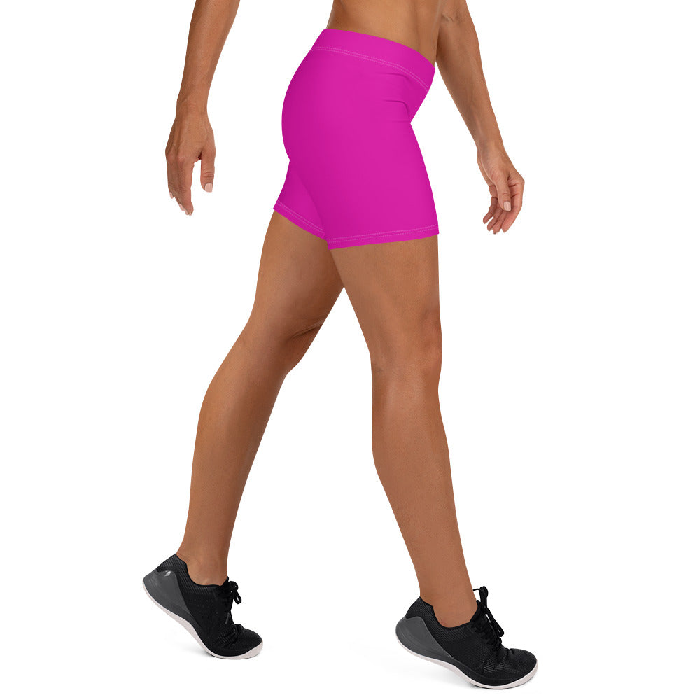 Neon Pink Plain Workout Tight Shorts for Women