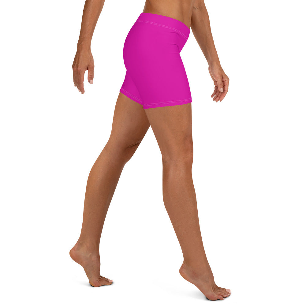 Neon Pink Plain Workout Tight Shorts for Women