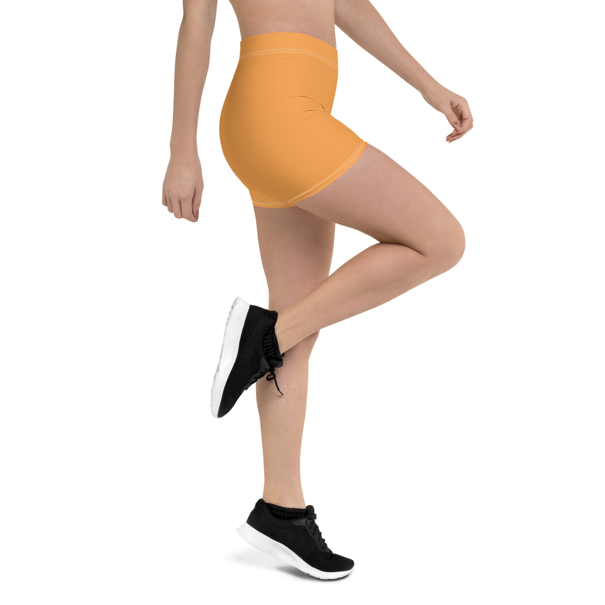 Sporty Orange Plain Gym Workout Tight Shorts for Women