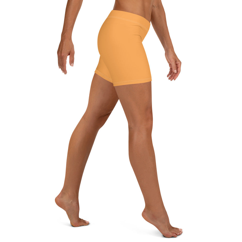 Sporty Orange Plain Gym Workout Tight Shorts for Women