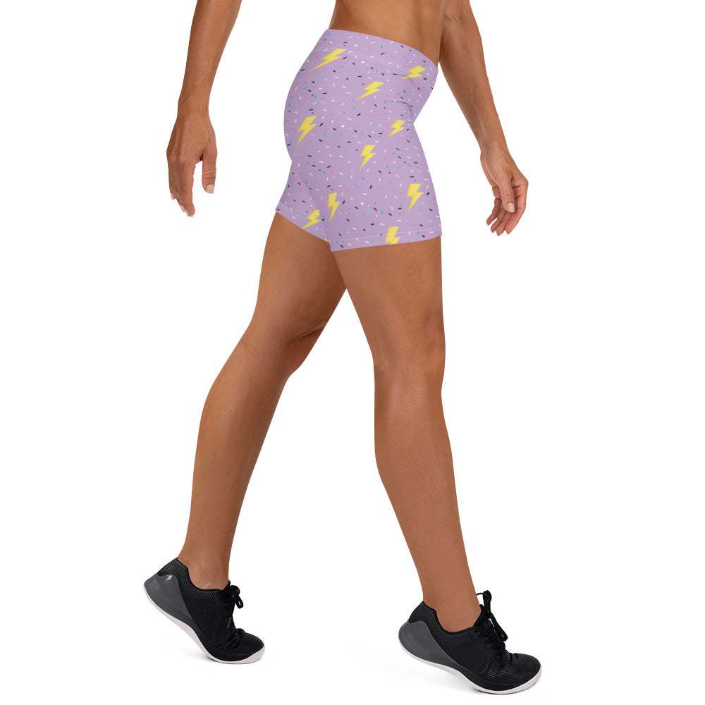 Preppy Lightning Bolts Purple Running Tight Shorts for Women