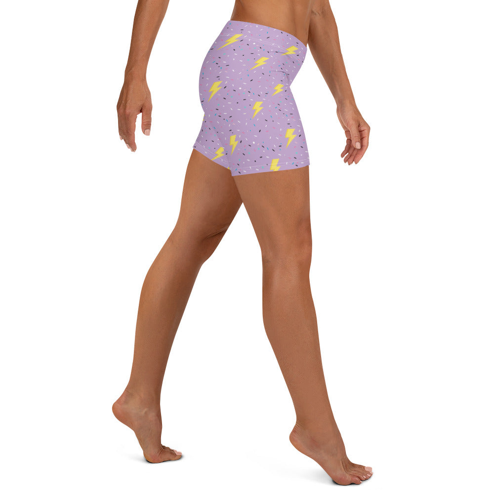 Preppy Lightning Bolts Purple Running Tight Shorts for Women
