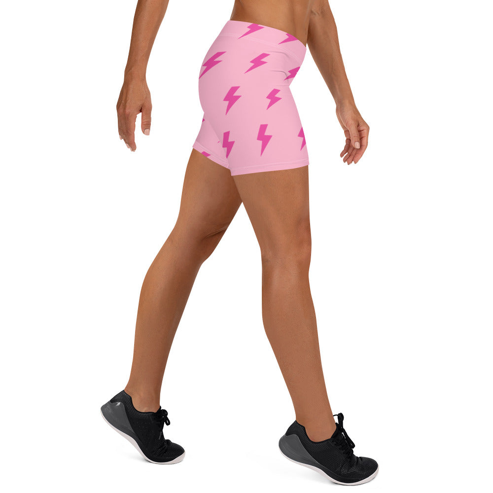 Preppy Pink Lightning Bolts Running Tight Shorts for Women