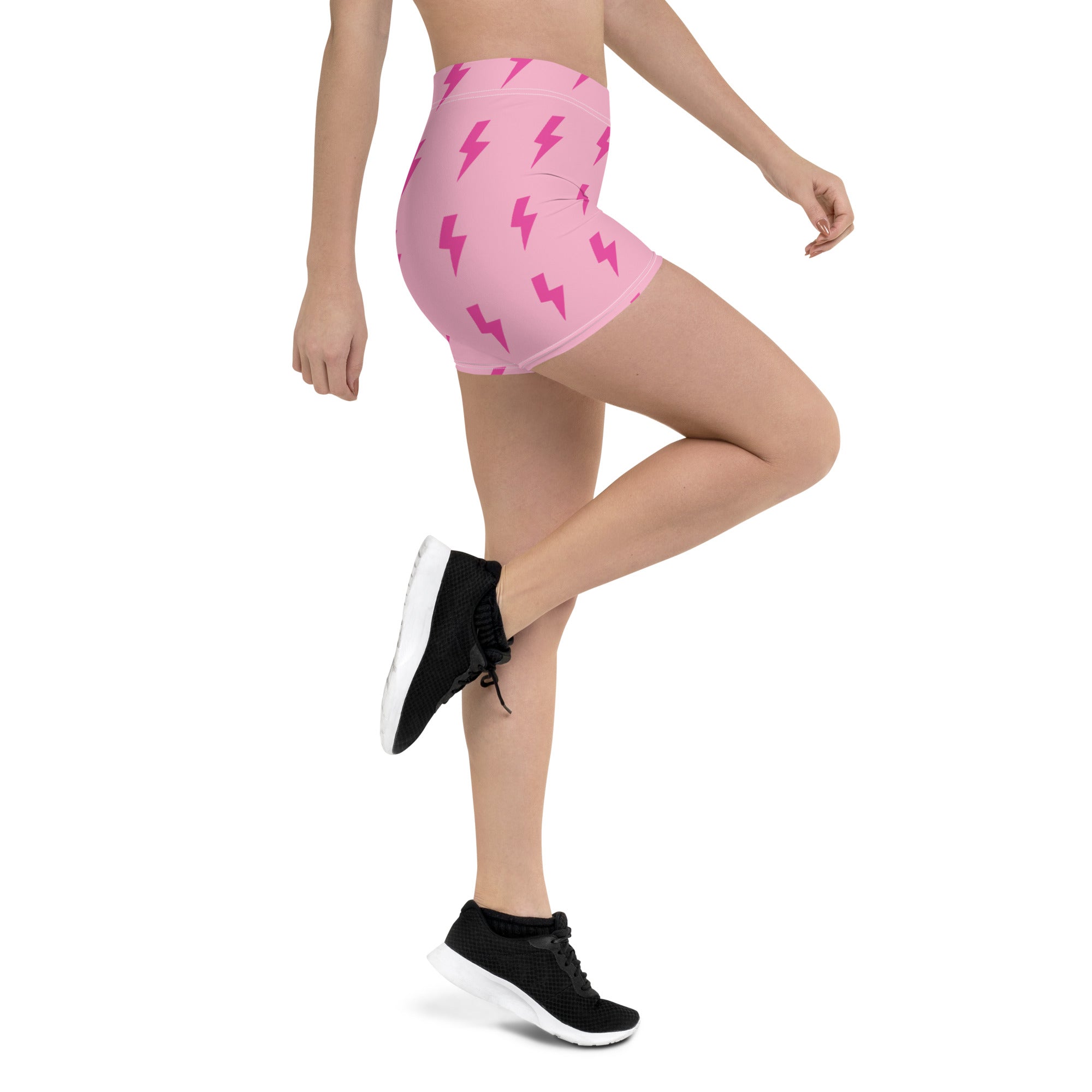 Preppy Pink Lightning Bolts Running Tight Shorts for Women