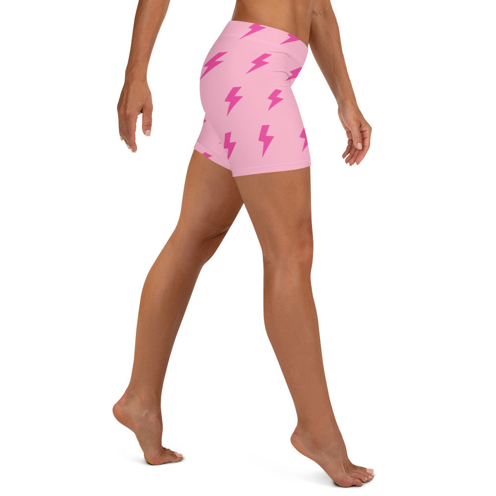 Preppy Pink Lightning Bolts Running Tight Shorts for Women