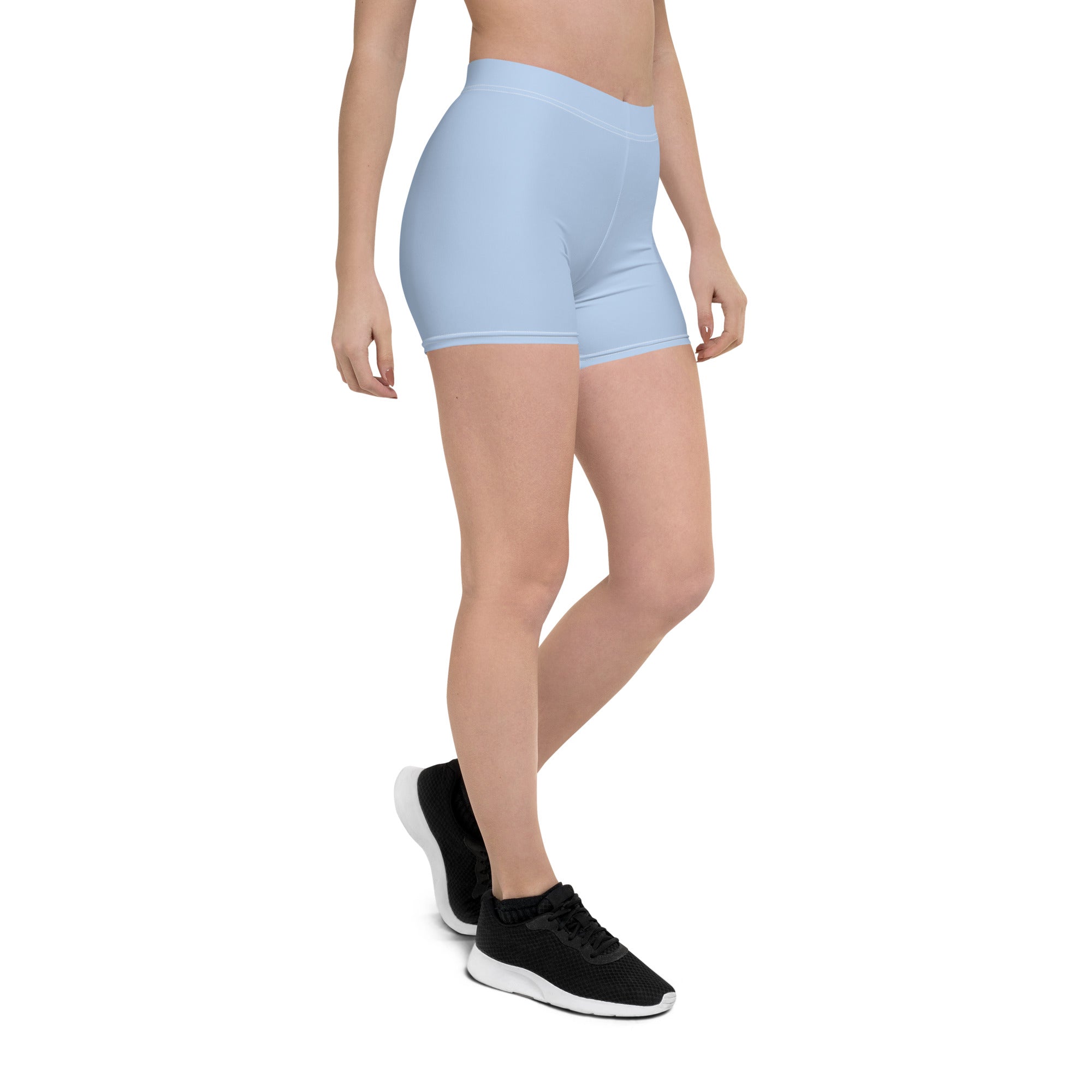 Preppy Plain Baby Blue Tight Shorts for Women