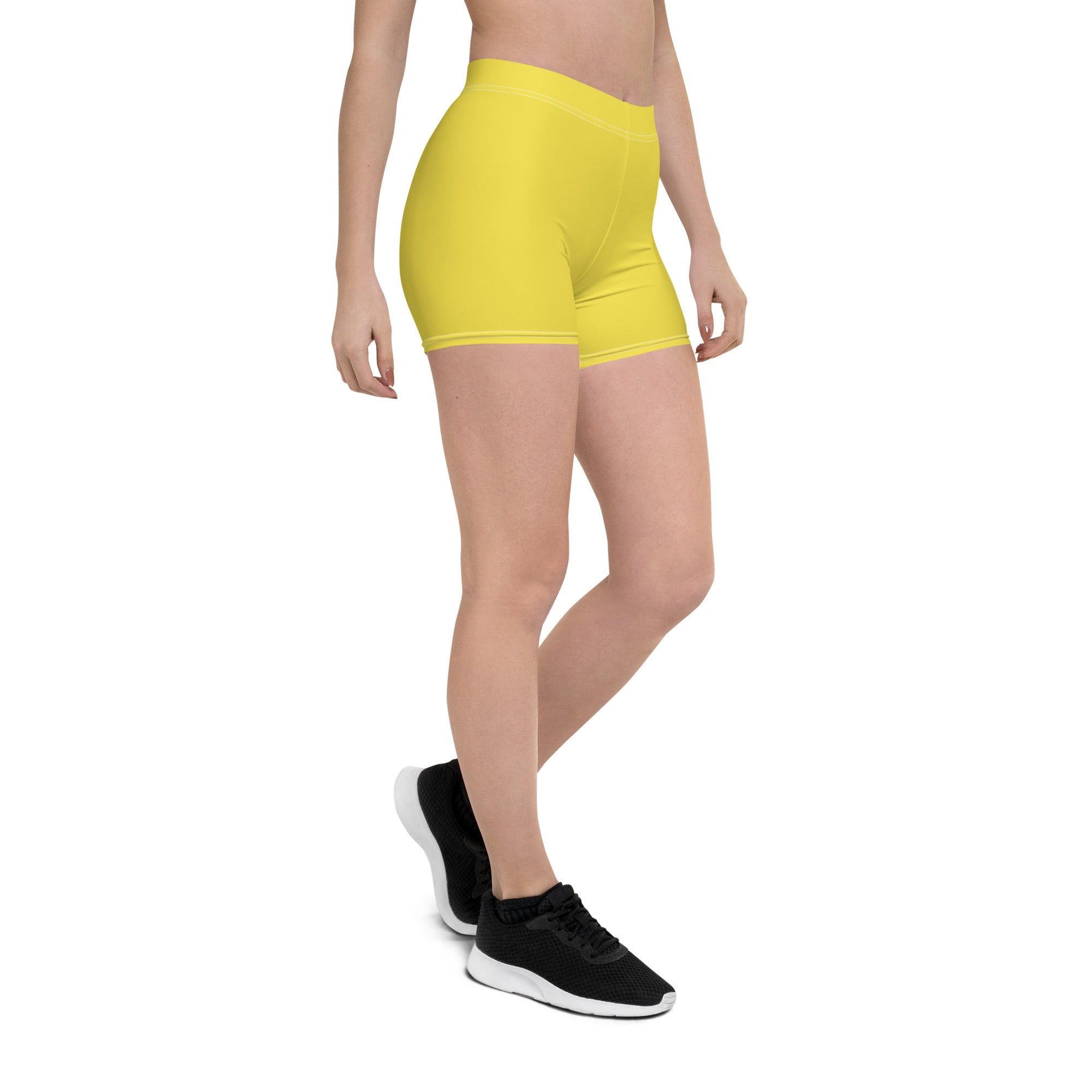 Preppy Plain Yellow Tight Shorts for Women