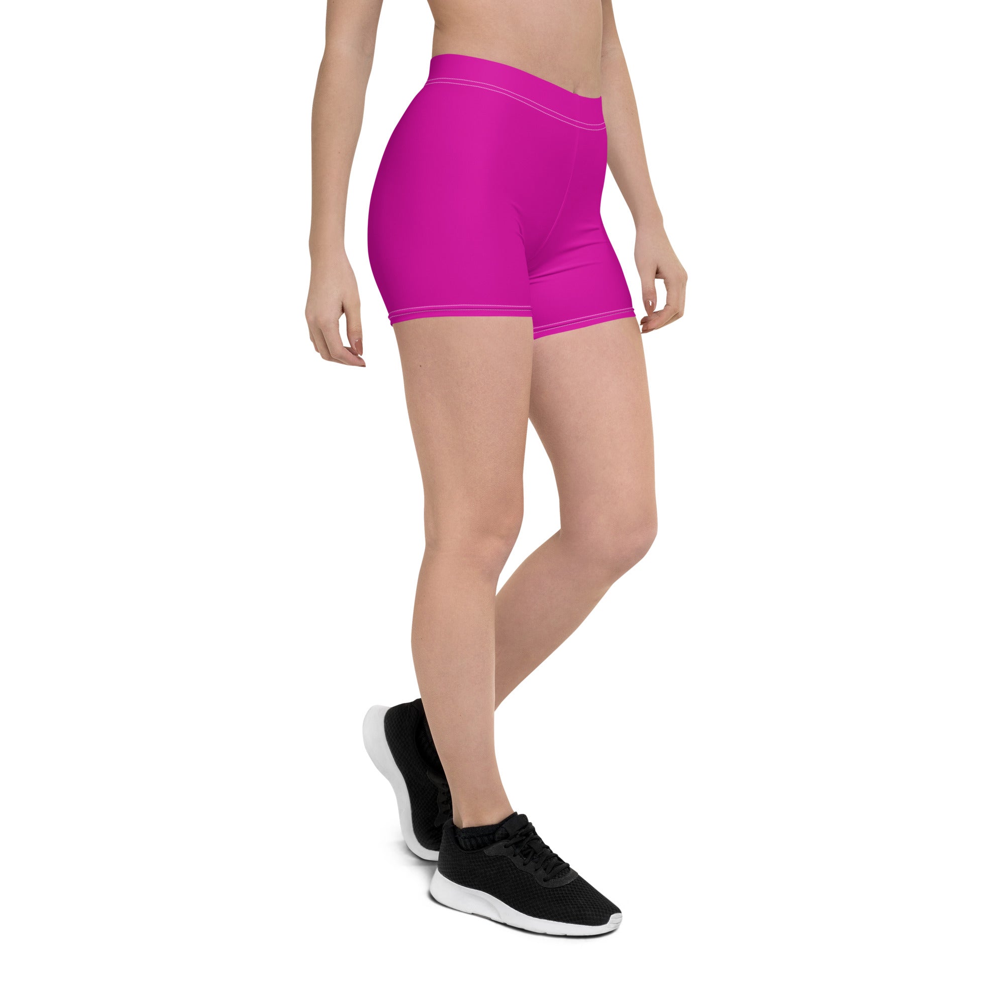 Neon Pink Plain Workout Tight Shorts for Women