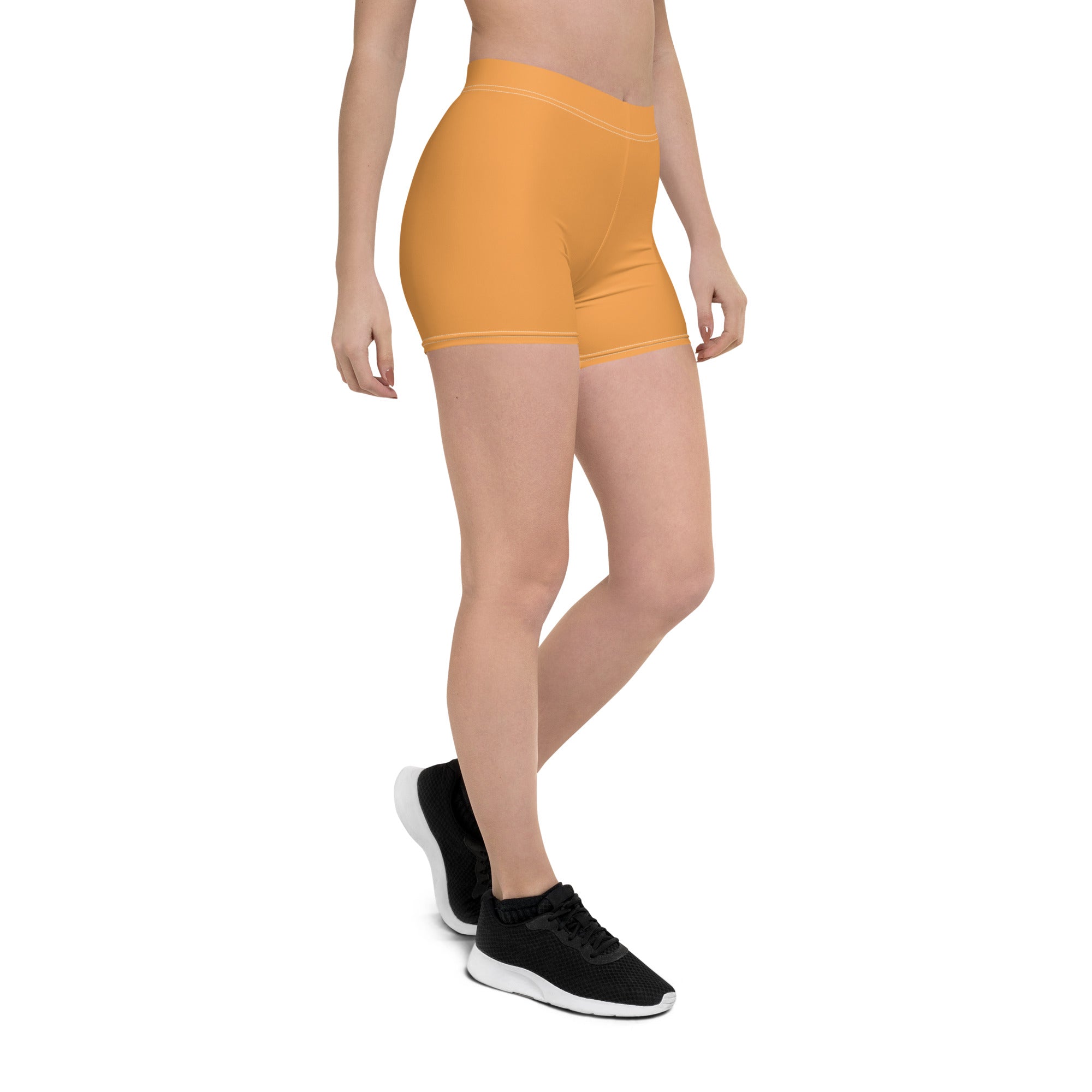 Sporty Orange Plain Gym Workout Tight Shorts for Women