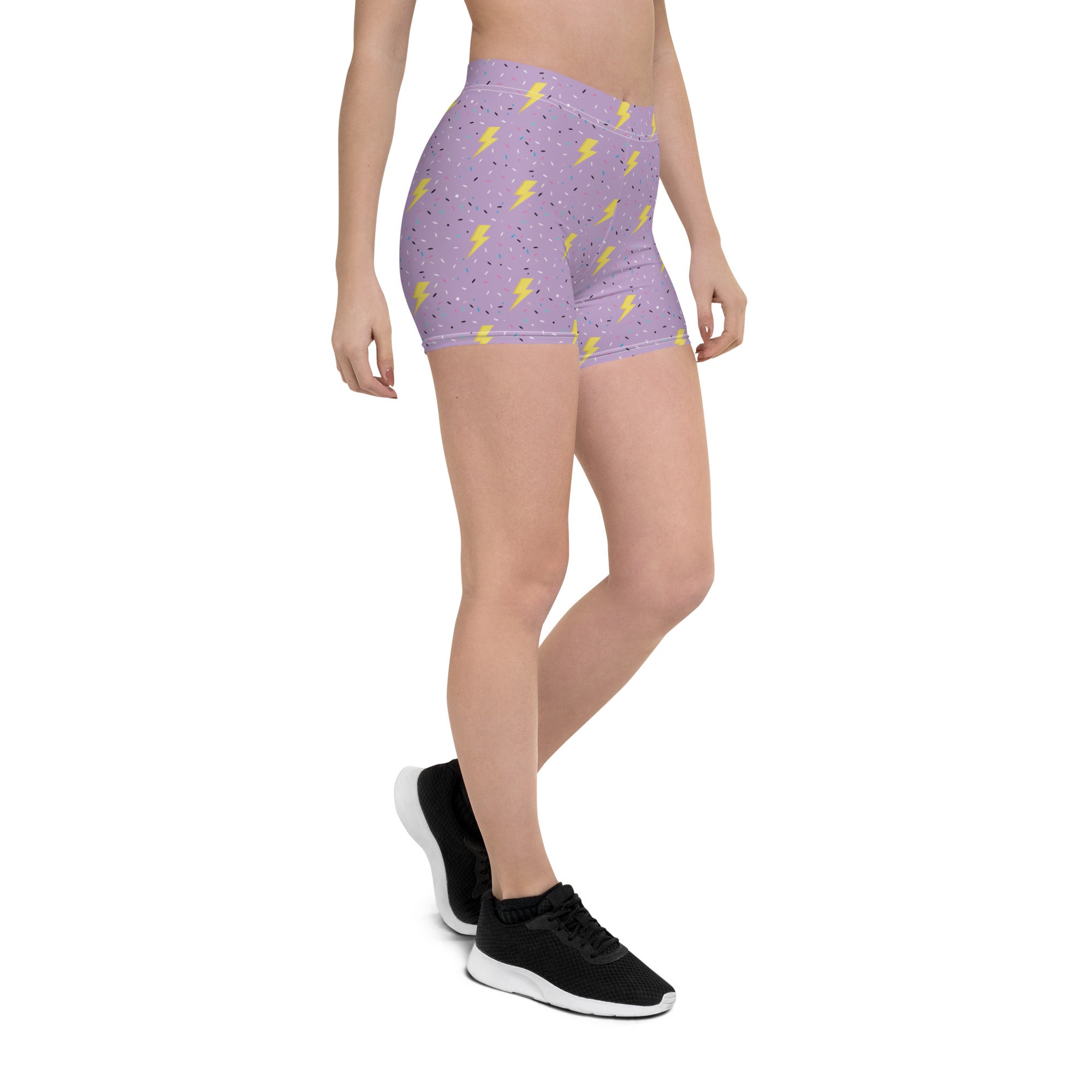 Preppy Lightning Bolts Purple Running Tight Shorts for Women