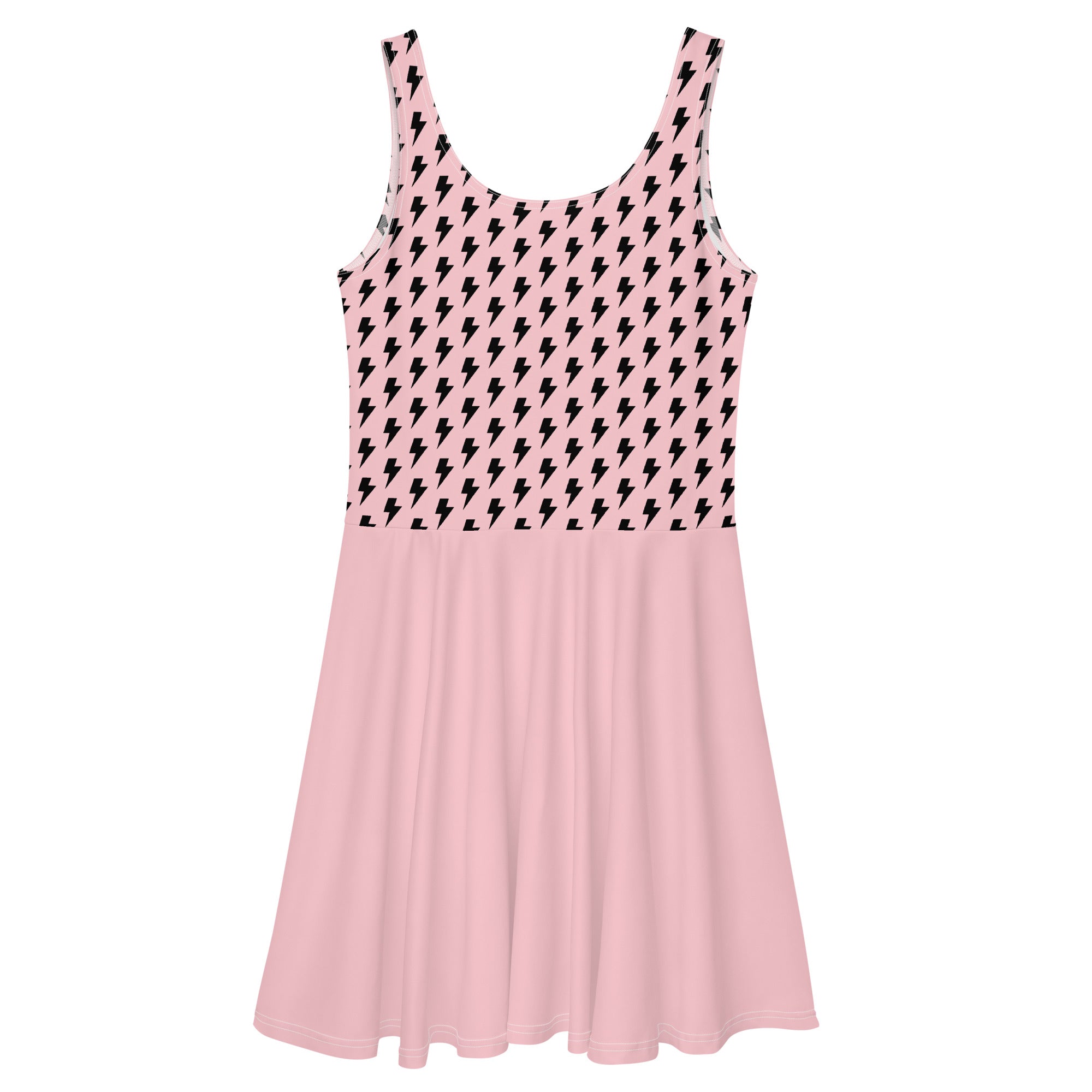 Preppy Pink Bolt Print Skater Dress