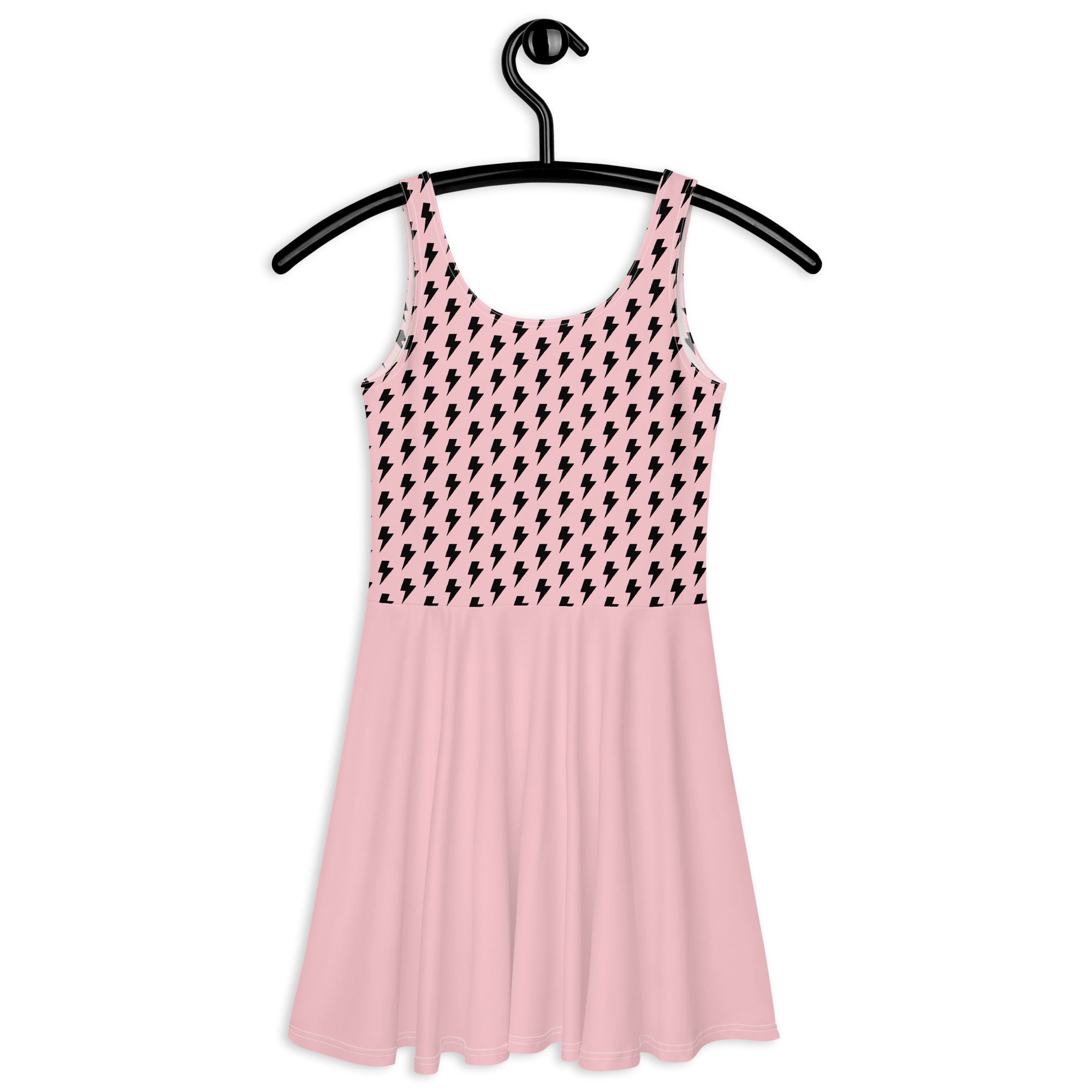 Preppy Pink Bolt Print Skater Dress