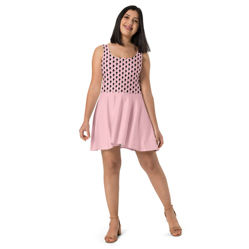Preppy Pink Bolt Print Skater Dress