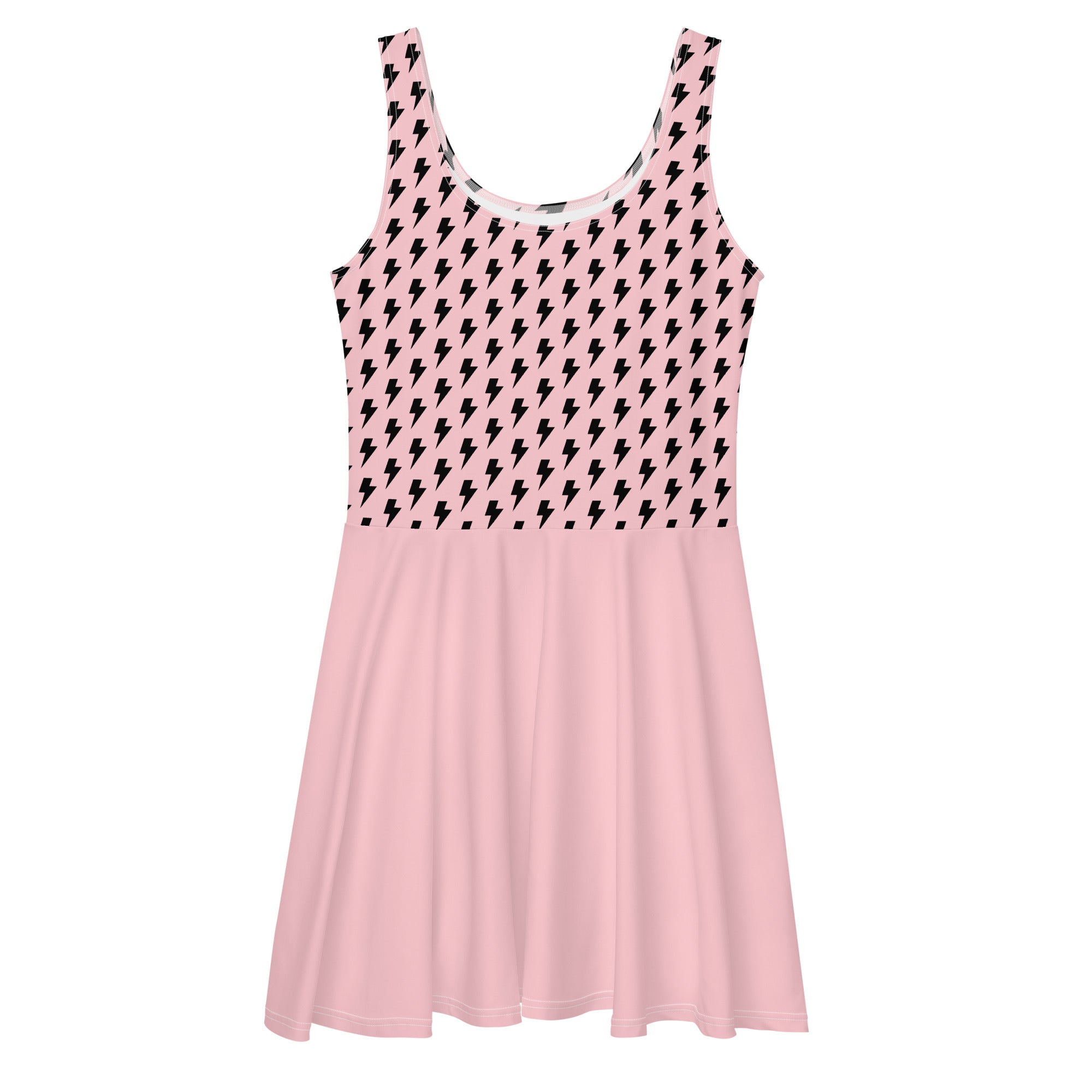 Preppy Pink Bolt Print Skater Dress