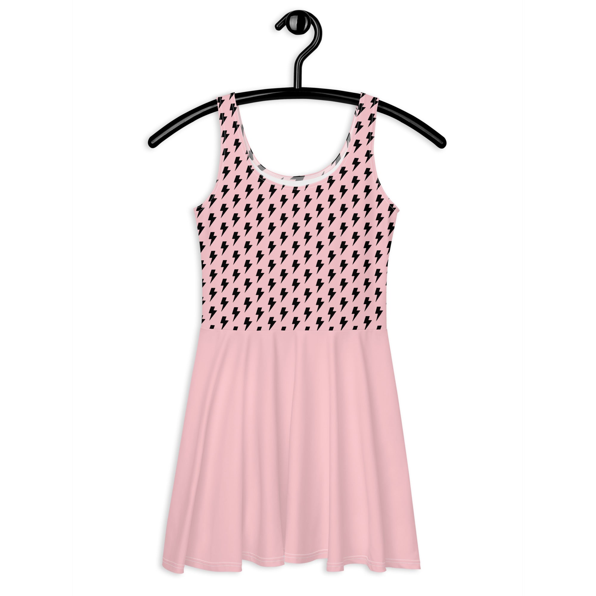 Preppy Pink Bolt Print Skater Dress
