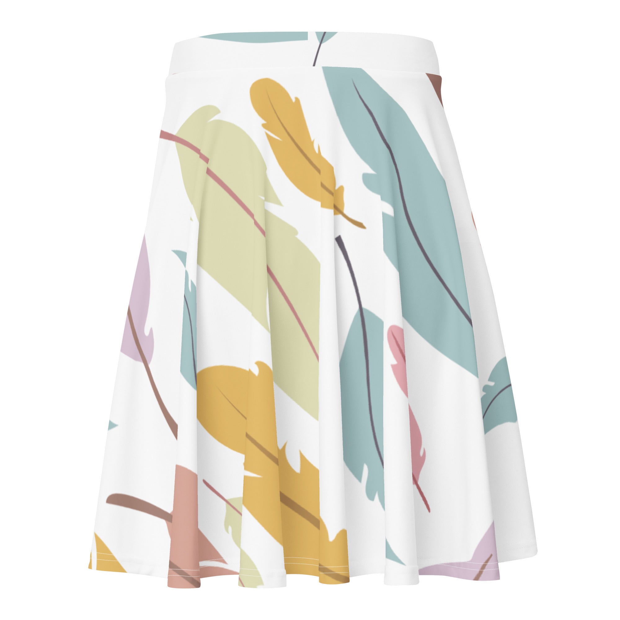 Preppy Feather-Print Skater Mini Skirt