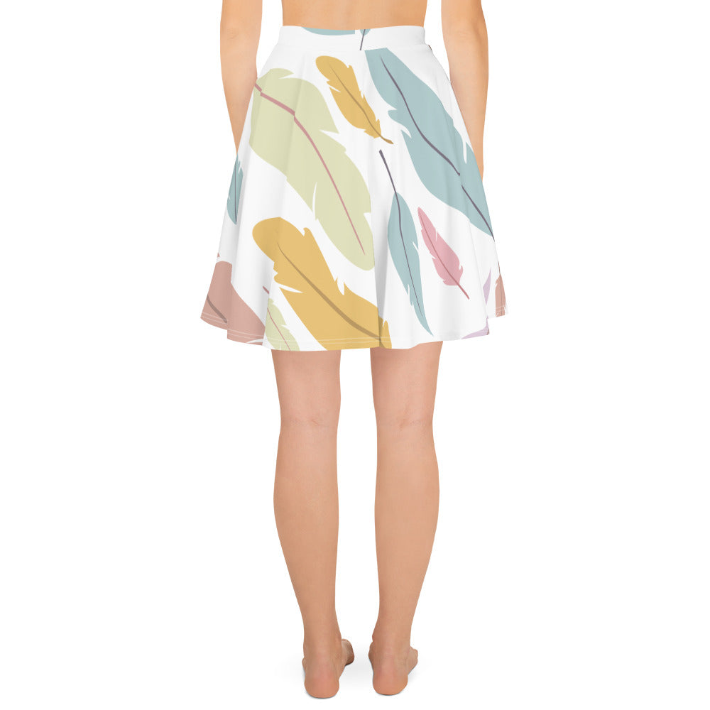 Preppy Feather-Print Skater Mini Skirt