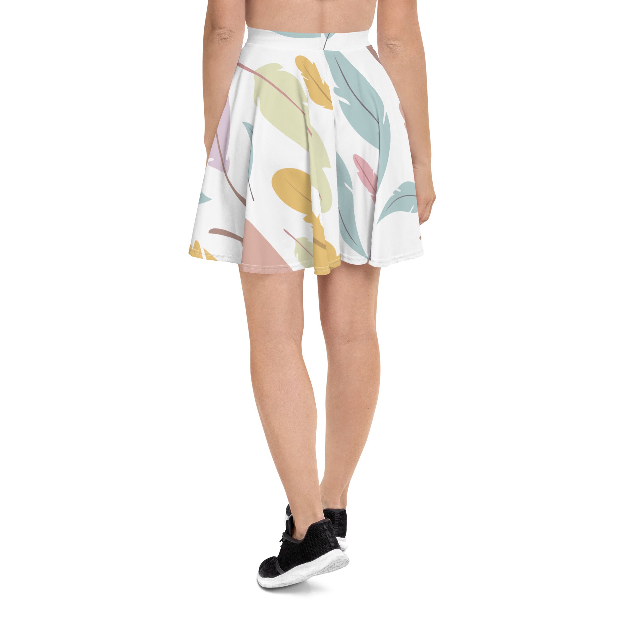 Preppy Feather-Print Skater Mini Skirt