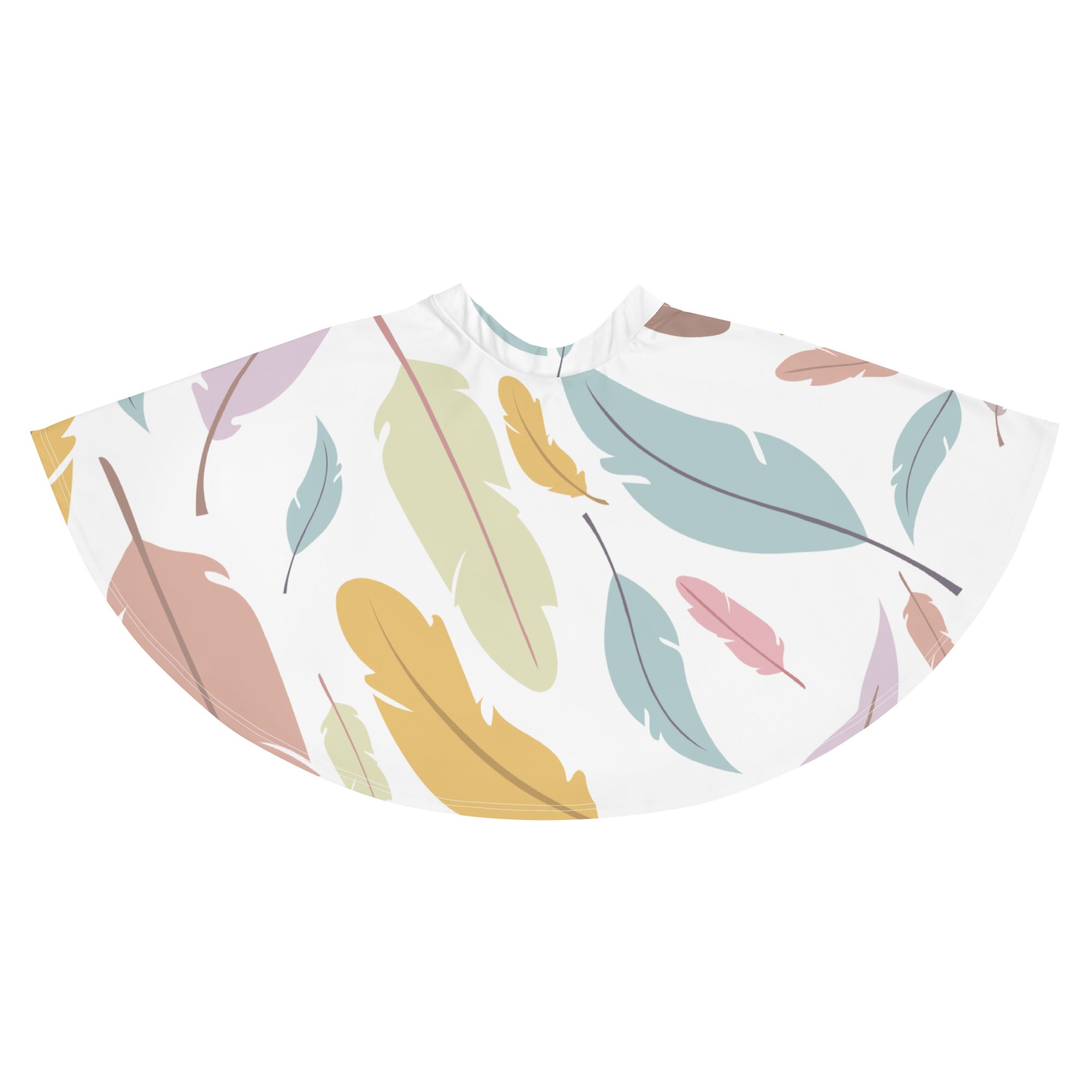 Preppy Feather-Print Skater Mini Skirt