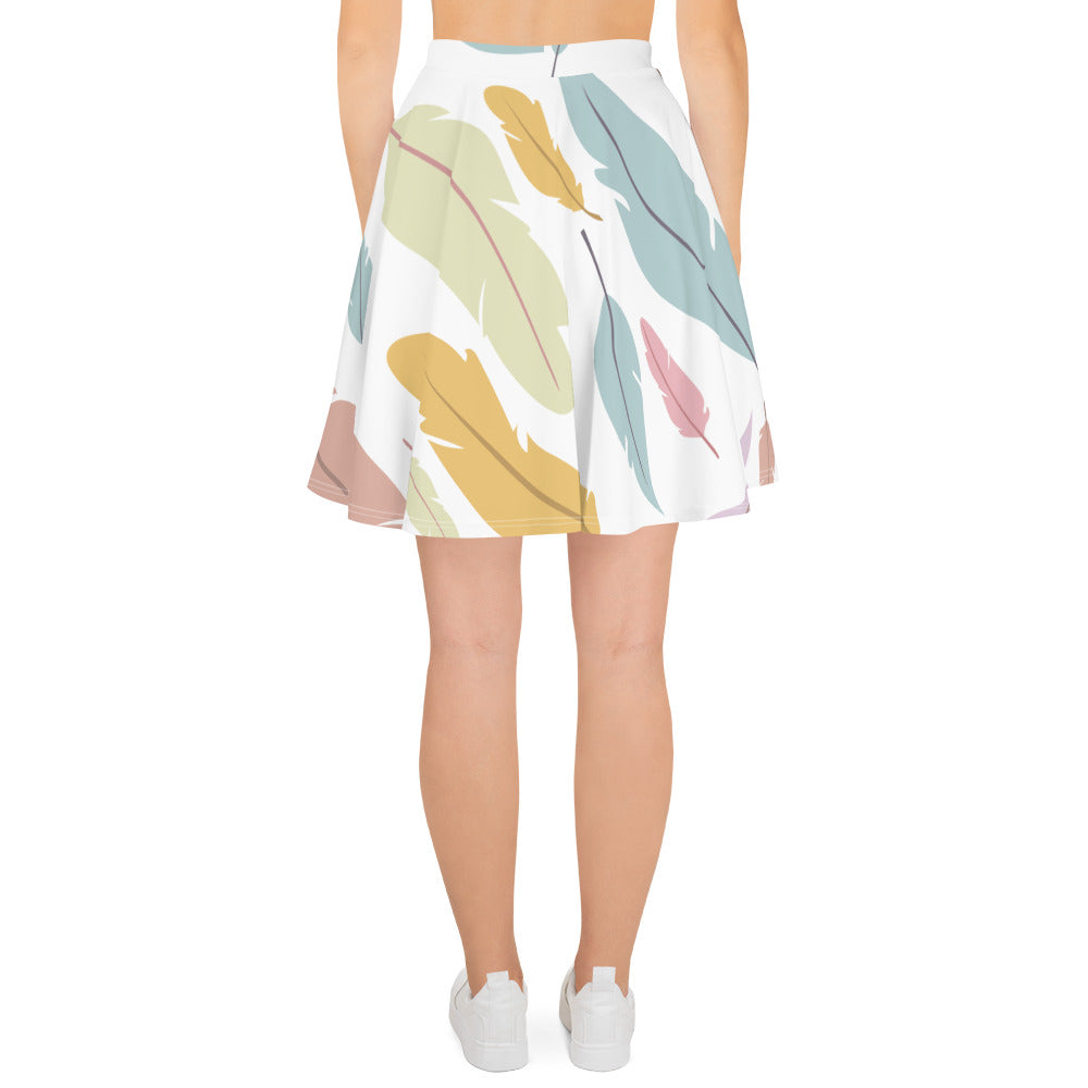 Preppy Feather-Print Skater Mini Skirt