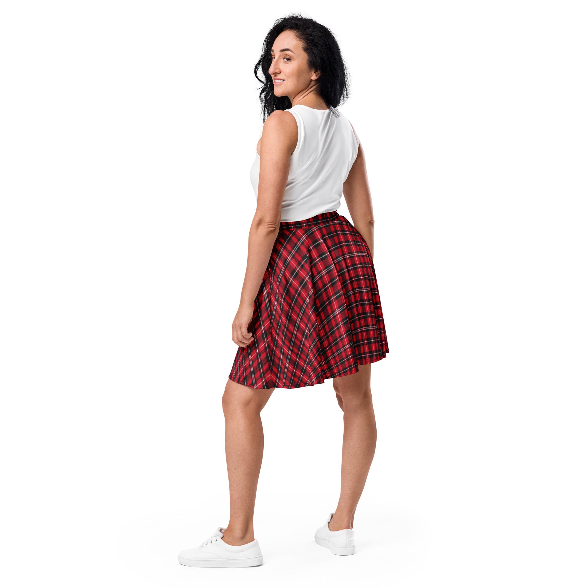 Preppy Red and Black Tartan Plaid Mini Skirt