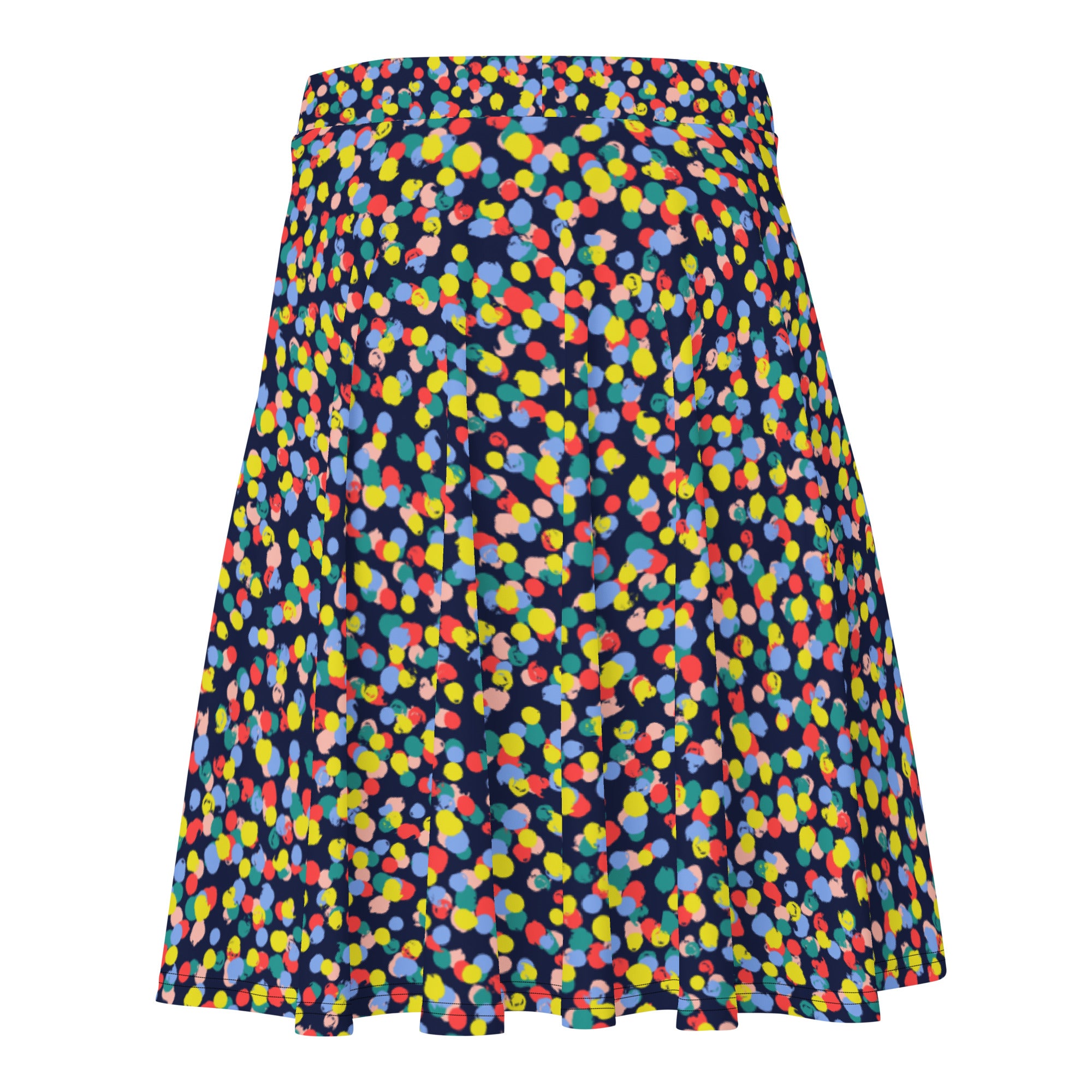 Preppy Multi Colored Circle Black Skate Skirt