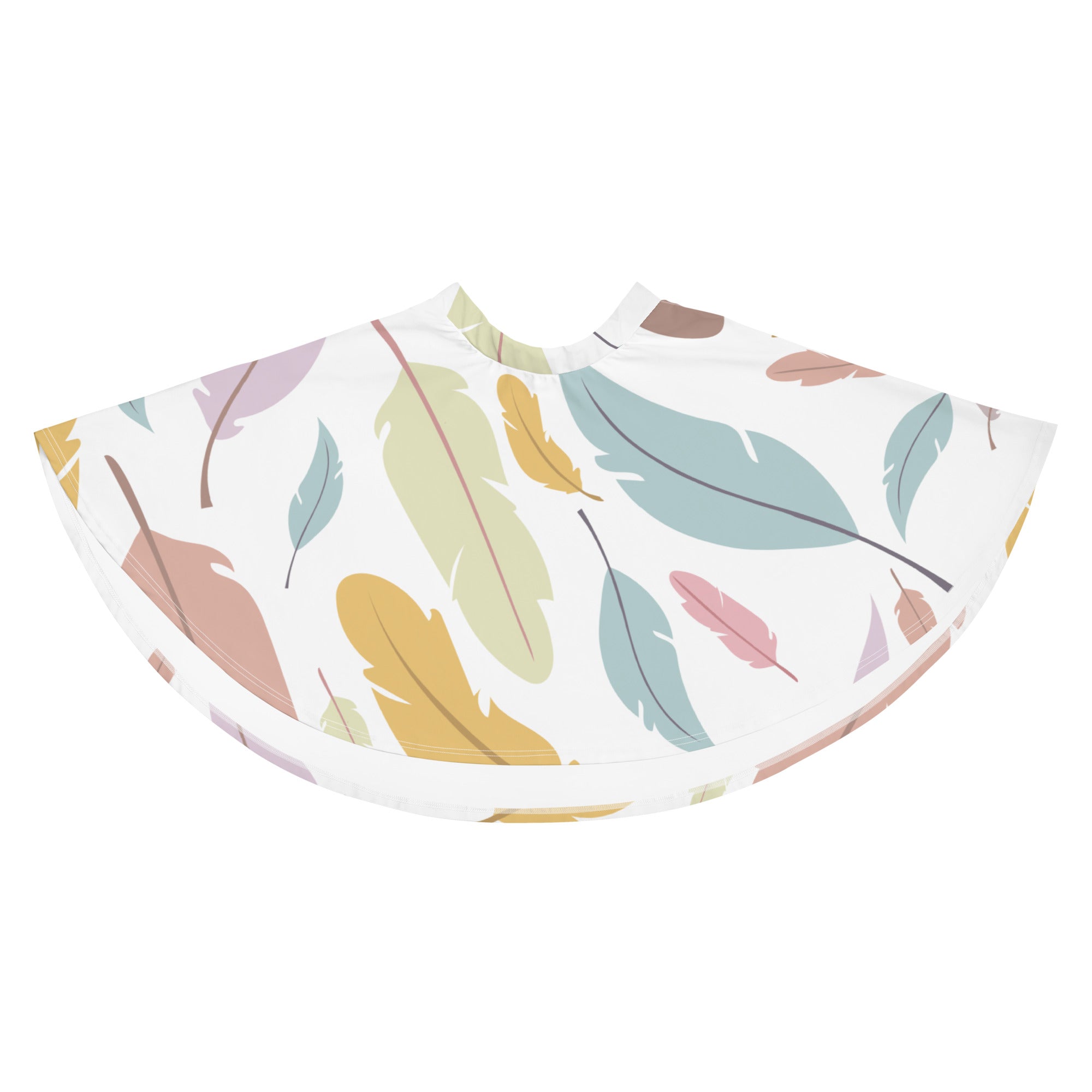 Preppy Feather-Print Skater Mini Skirt