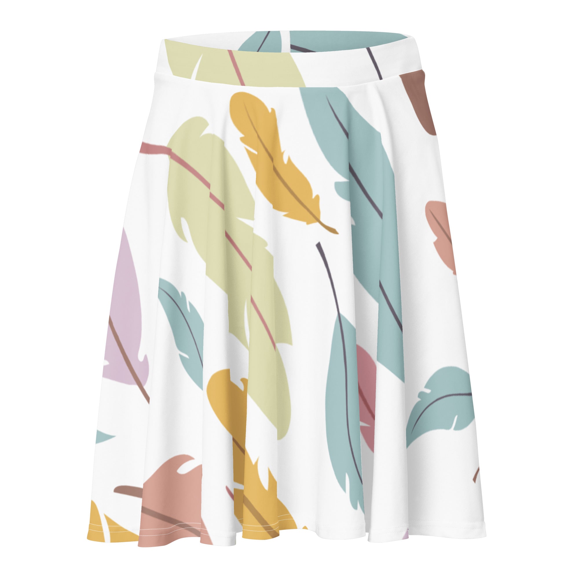 Preppy Feather-Print Skater Mini Skirt