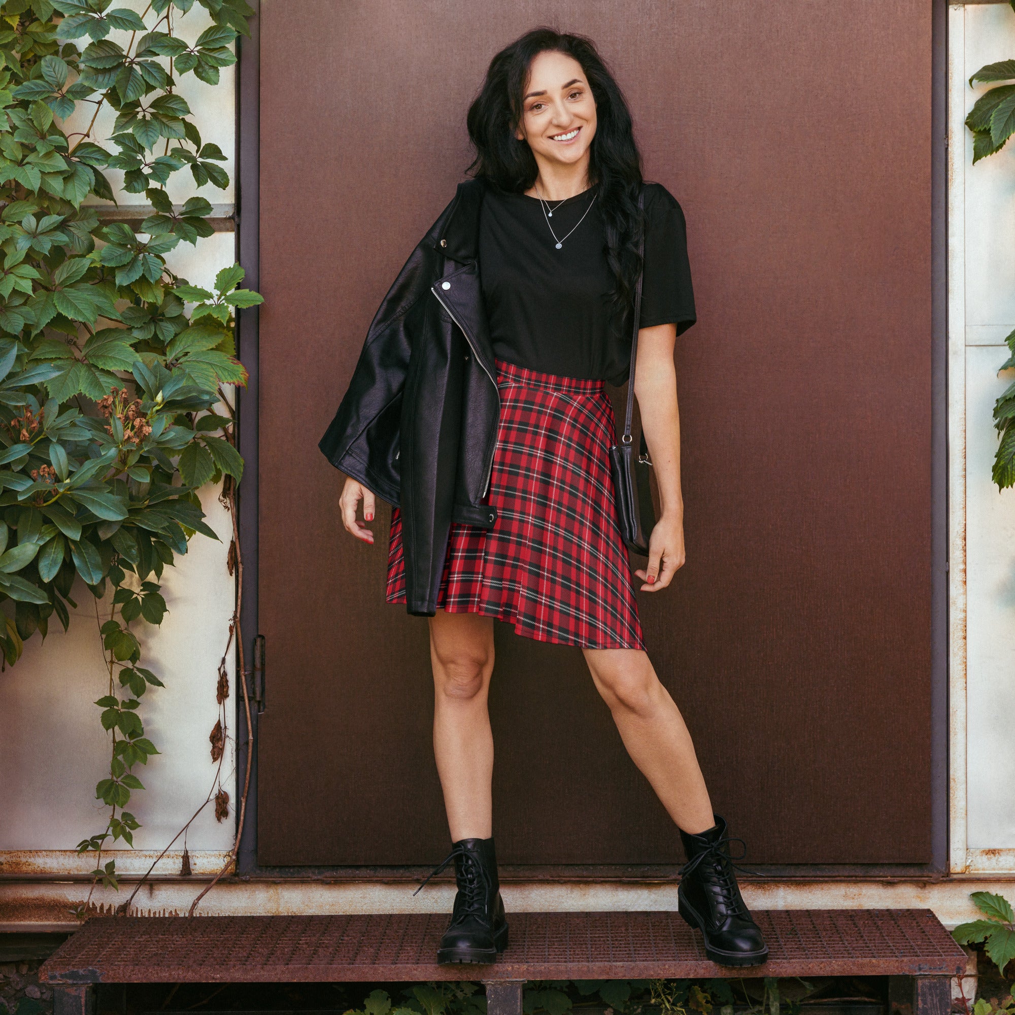 Preppy Red and Black Tartan Plaid Mini Skirt