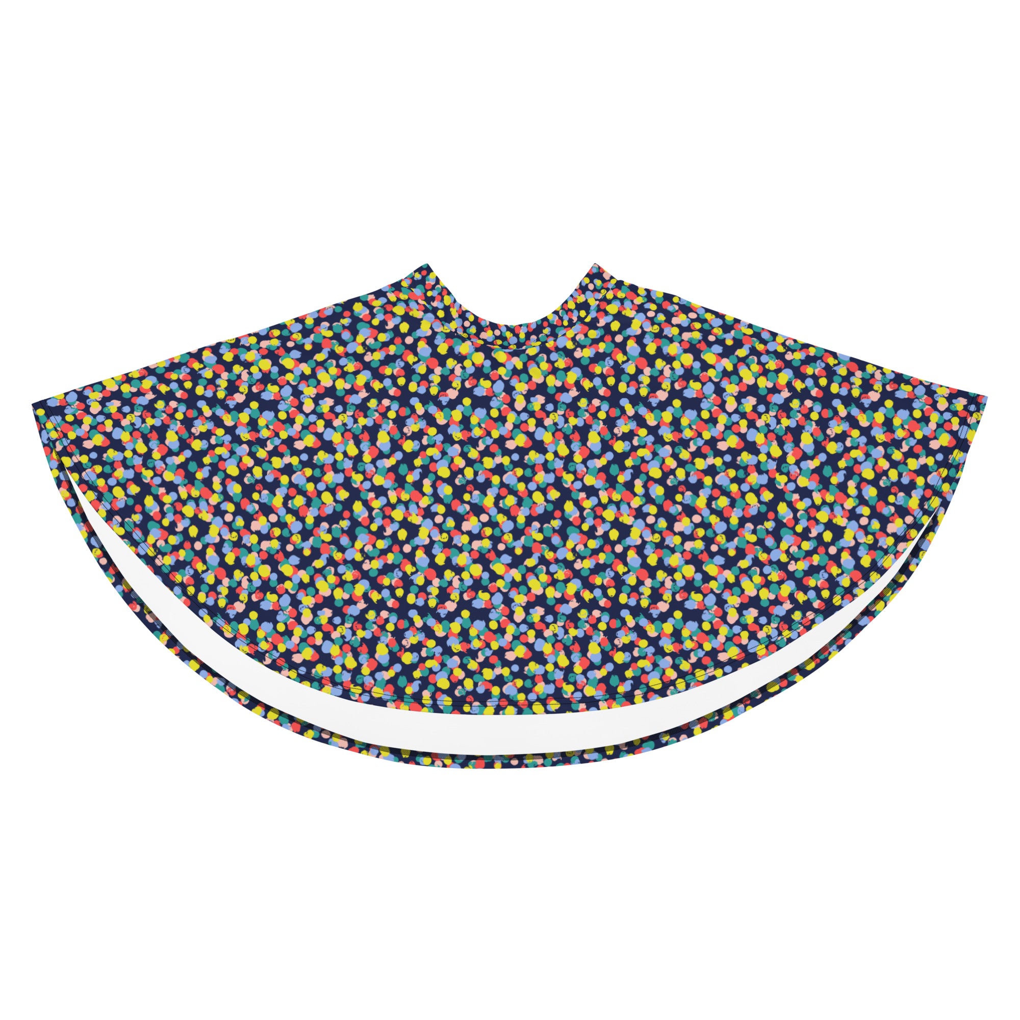 Preppy Multi Colored Circle Black Skate Skirt