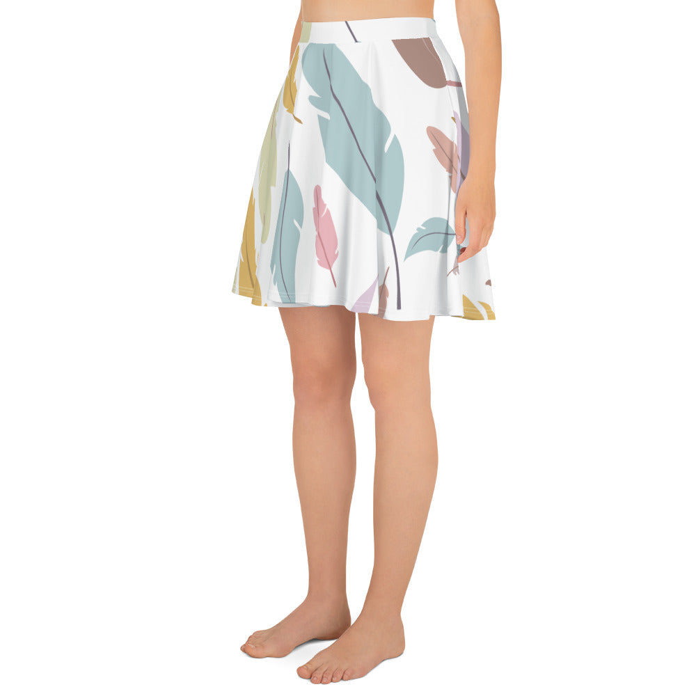 Preppy Feather-Print Skater Mini Skirt