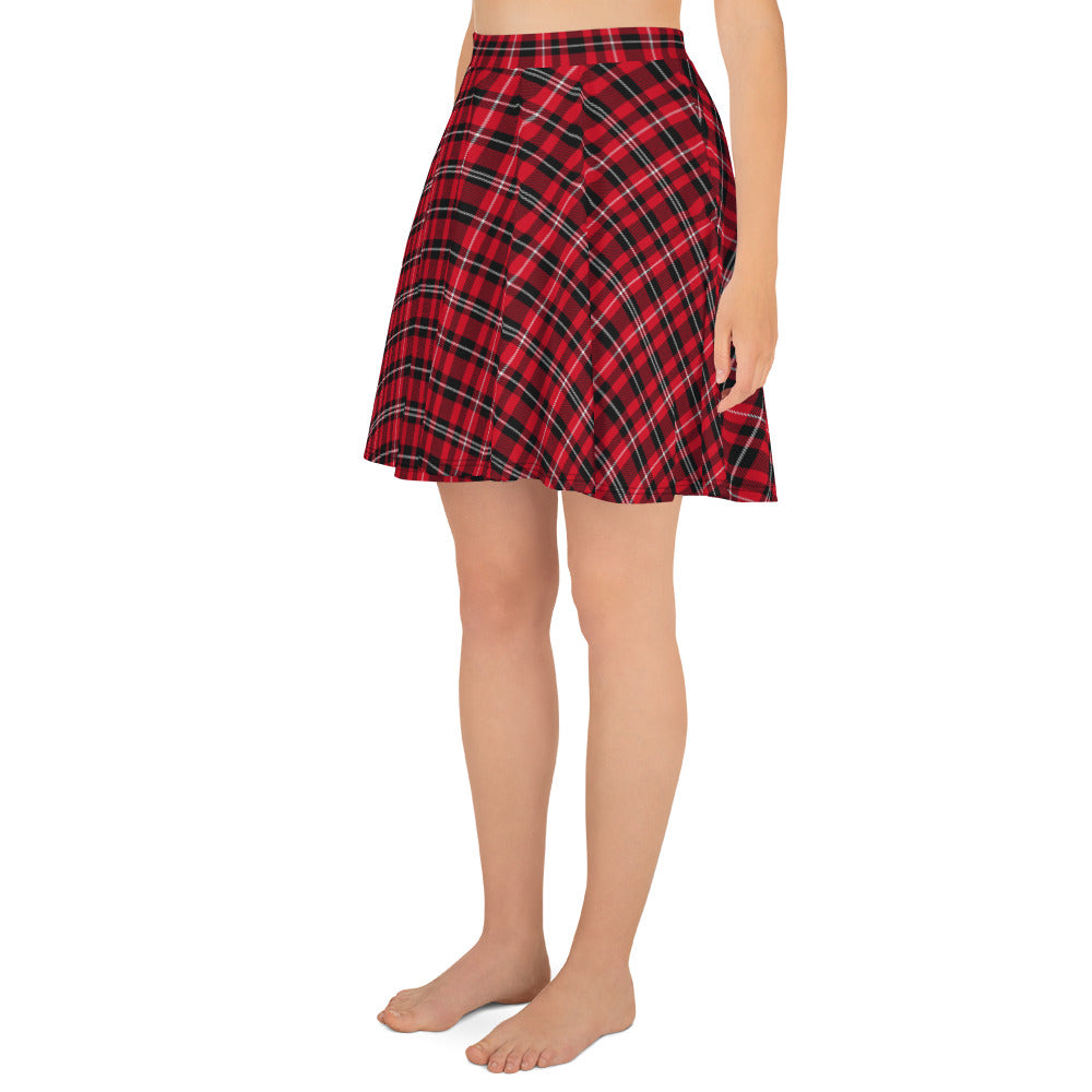 Preppy Red and Black Tartan Plaid Mini Skirt