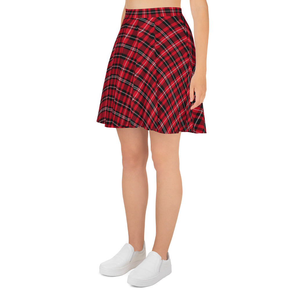 Preppy Red and Black Tartan Plaid Mini Skirt
