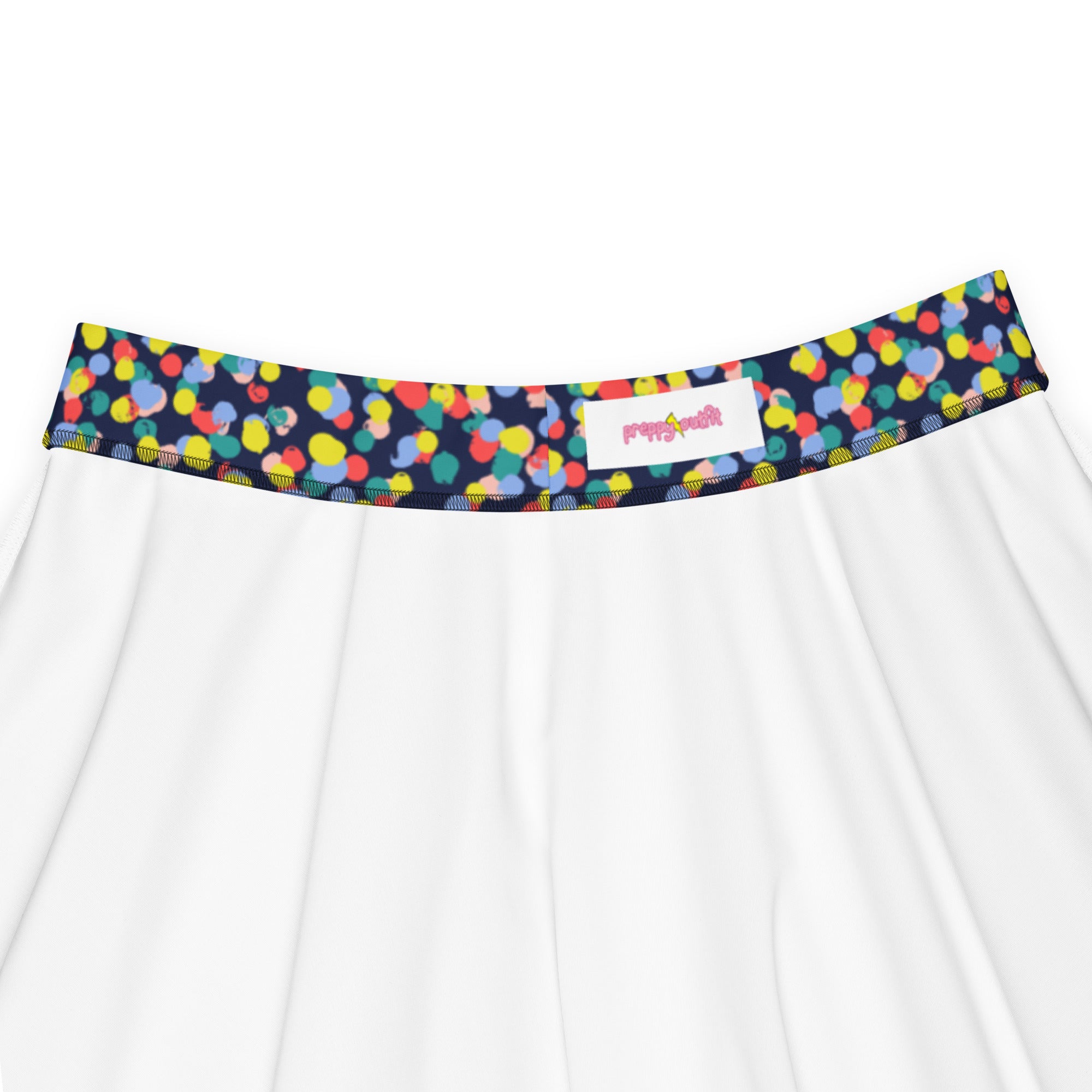 Preppy Multi Colored Circle Black Skate Skirt