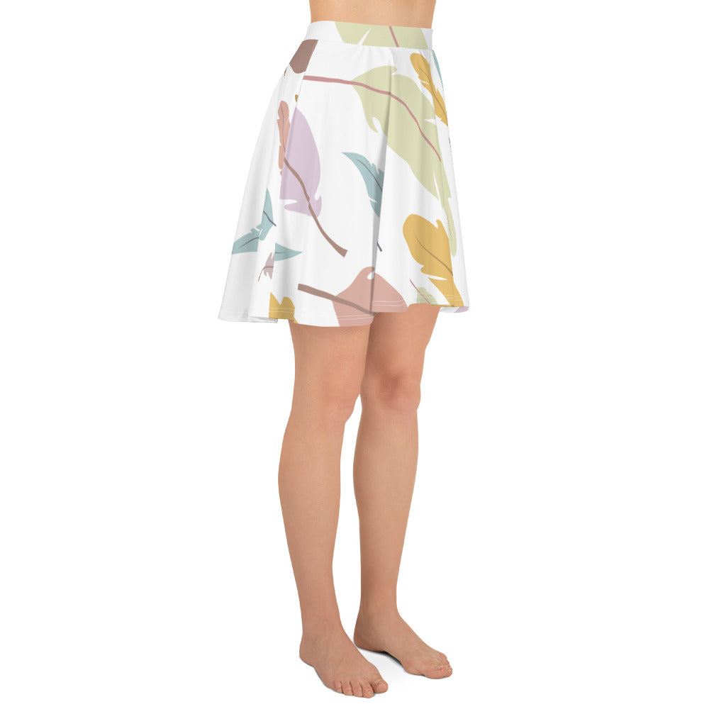 Preppy Feather-Print Skater Mini Skirt