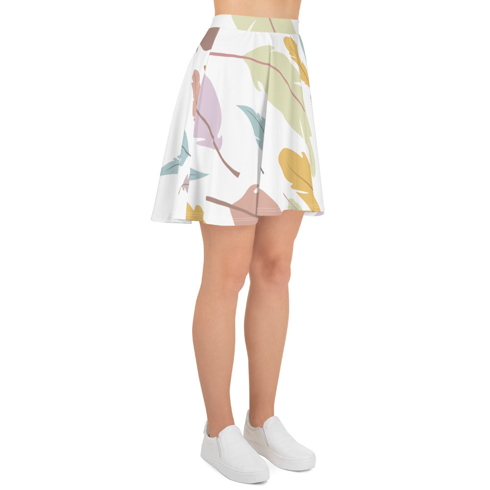 Preppy Feather-Print Skater Mini Skirt