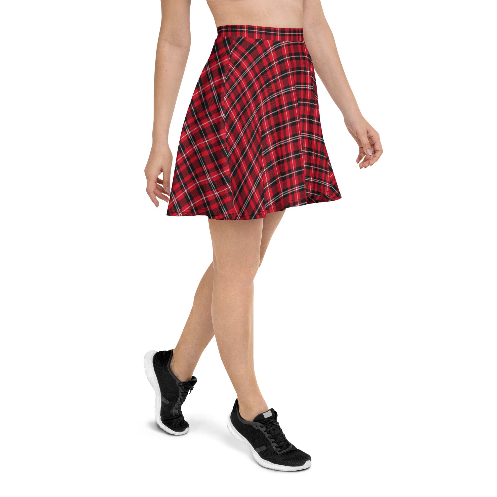 Preppy Red and Black Tartan Plaid Mini Skirt