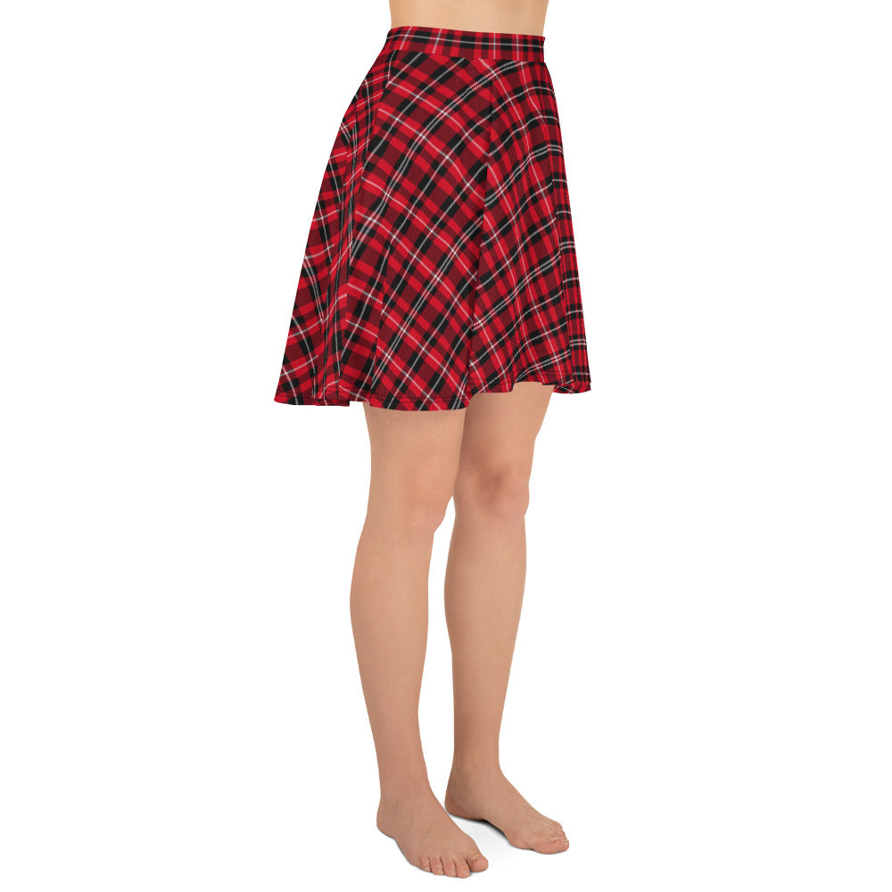Preppy Red and Black Tartan Plaid Mini Skirt